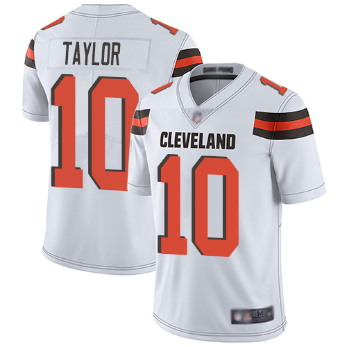 Cleveland Browns Taywan Taylor Men White Limited Jersey #10 NFL Football Road Vapor Untouchable